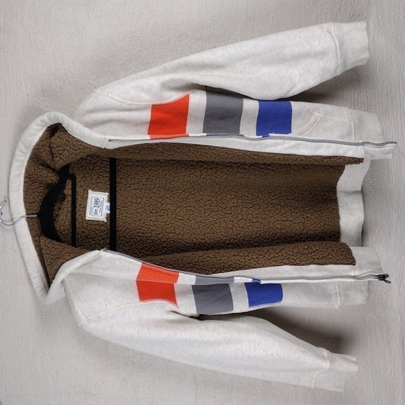 Children's Place Oatmeal Multicolored Striped Hooded Long Sleeve Zip Up Jacket - Picture 5 of 12